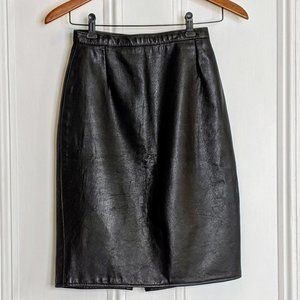 Vintage Black Leather Skirt High Waist XS